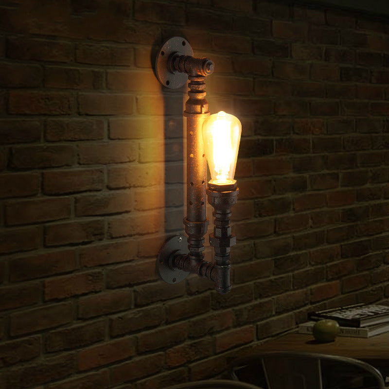 Colonial Water Pipe Metal 1-Light Wall Sconce Lamp