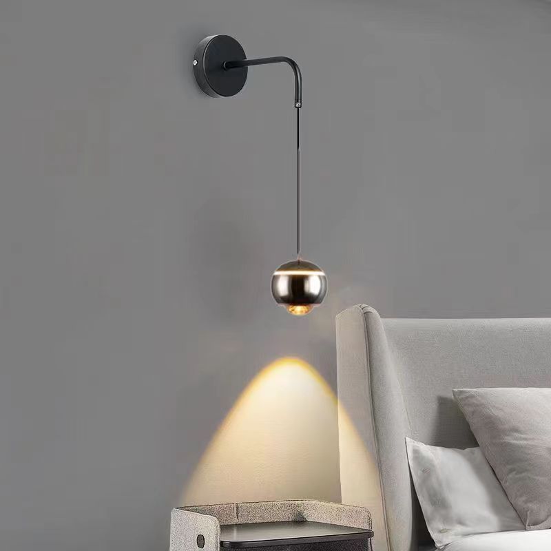 Minimalist Round Ball Aluminum Glass LED Wall Sconce Lamp