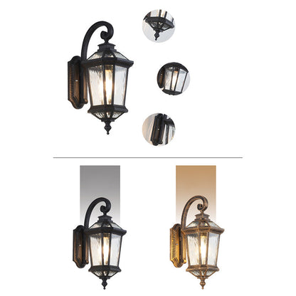 Waterproof Glass Octagon Cylinder 1-Light Wall Sconce Lamp