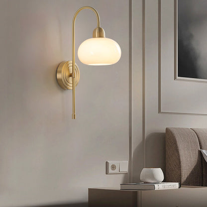 Modern Luxury Brass Glass Dome 1-Light Wall Sconce Lamp