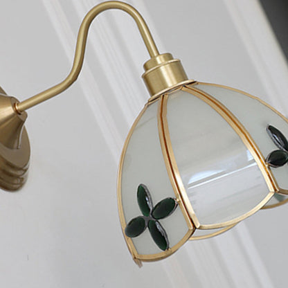 Deco Brass Round Glass Shade 1-Light Wall Sconce Lamp