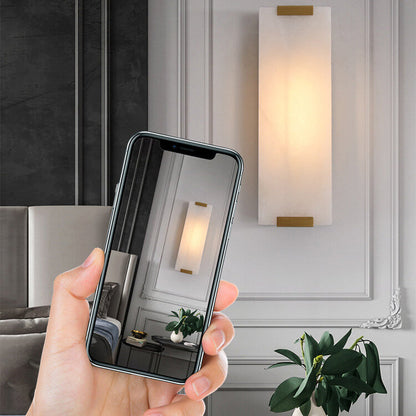 Nordic Light Luxury Copper Marble Strip Design 3-Light Wall Sconce Lamp
