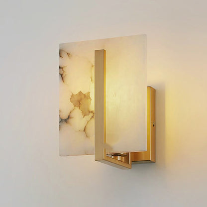 Chinese Marble Copper Square 1-Light Wall Sconce Lamp