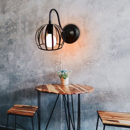 Retro Iron Hollow Semicircle 1-Light Wall Sconce Lamp