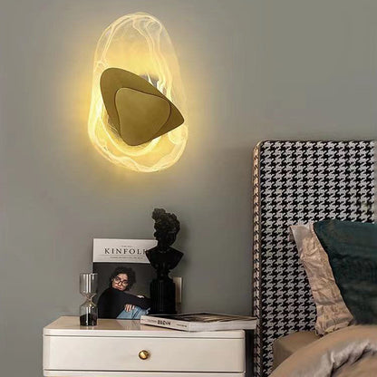Irregular Oval Hardware Glass LED Wall Sconce Lamp