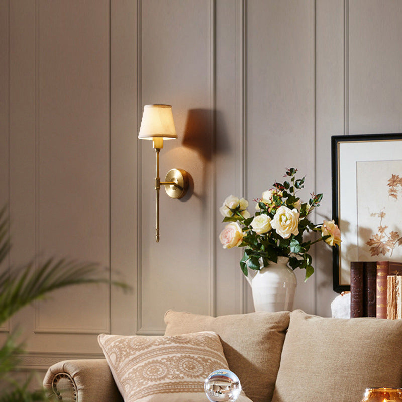 Copper Fabric Cylinder 1/2 Light Wall Sconce Lamp