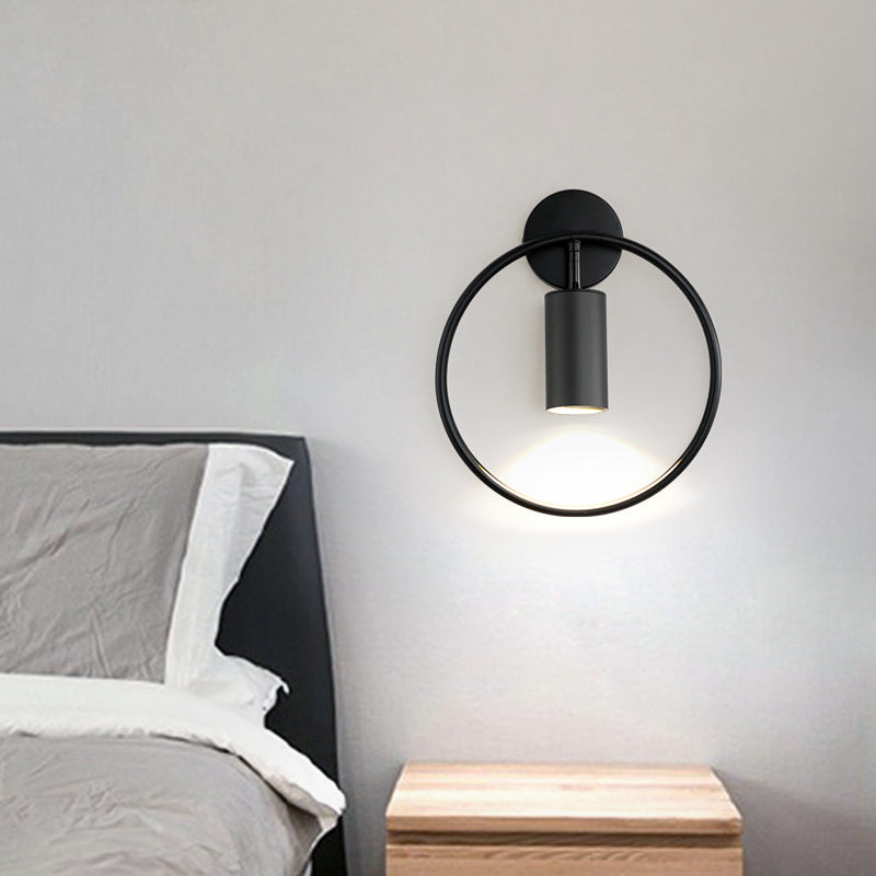 Simplicity Iron Circle Cylinder 1-Light Wall Sconce Lamp