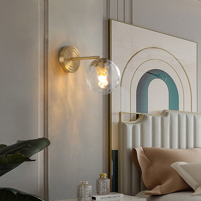 Luxury Glass Orb Copper Base 1-Light Wall Sconce Lamp