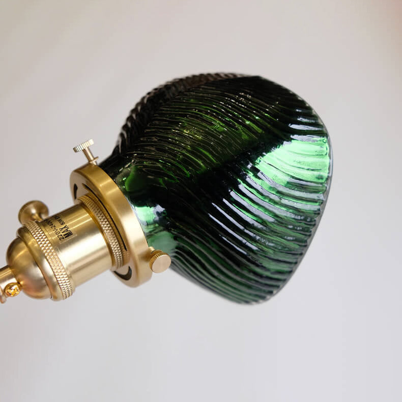 Emerald Glass Brass Straight Arm 1-Light Wall Sconce Lamp
