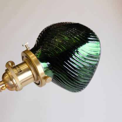 Emerald Glass Brass Straight Arm 1-Light Wall Sconce Lamp