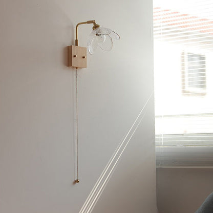 Japanese Hemispheric Pull Cord 1-Light Wall Sconce Lamp