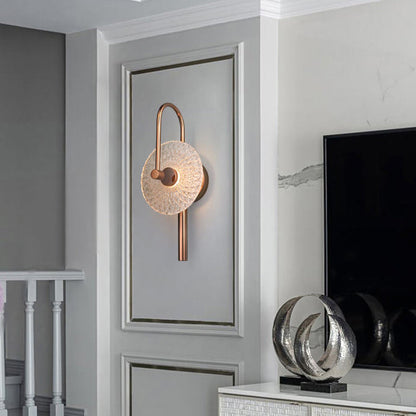 Luxury Textured Glass Round Curved Arm LED Wall Sconce Lamp