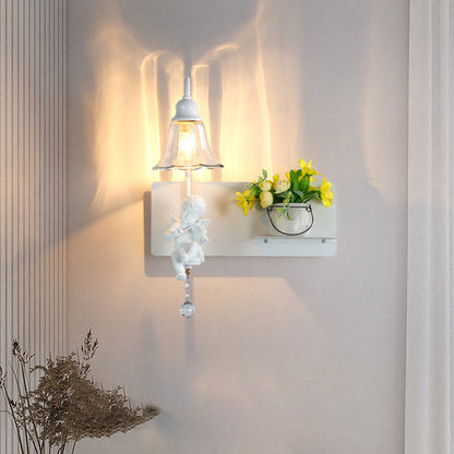 Creative Angel Petal Resin Glass 1/2 Light Wall Sconce Lamp