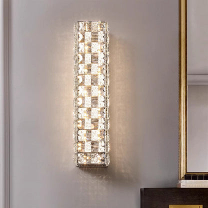 Rectangle Stainless Steel Crystal LED Wall Sconce Lamp