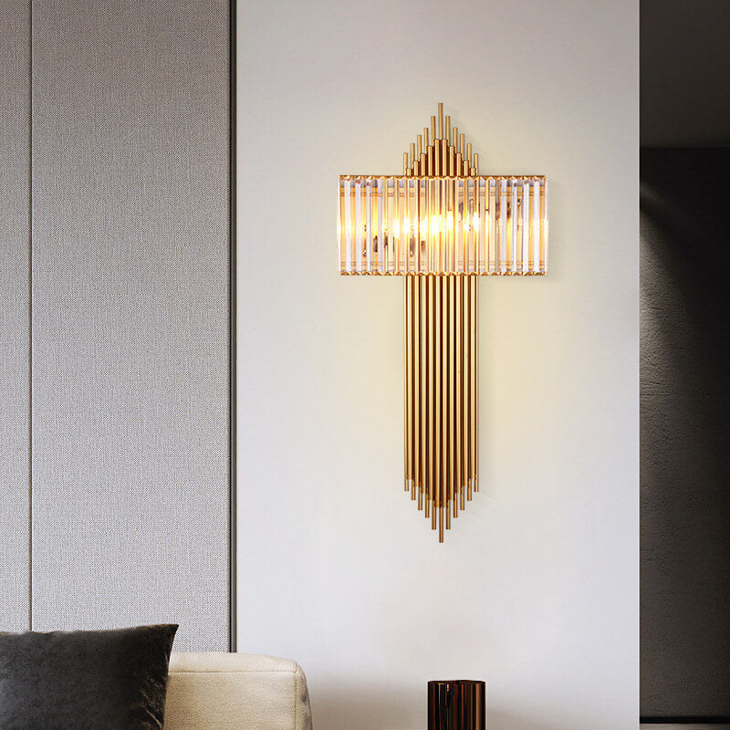 Light Luxury Crystal Square Strip 2-Light Wall Sconce Lamp