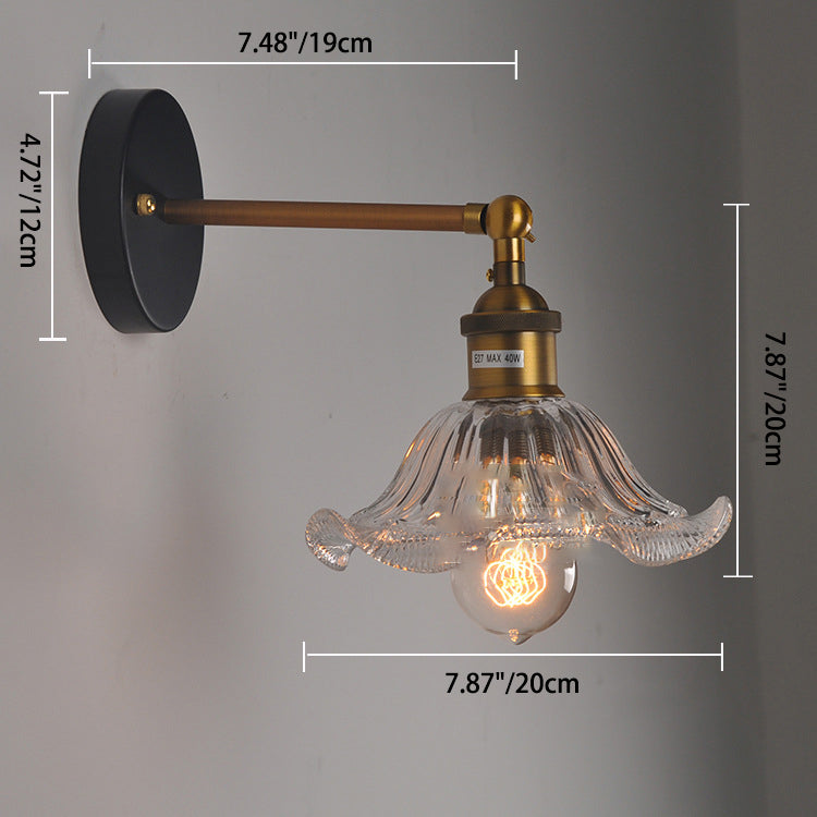 Retro Iron Glass Flower 1-Light Wall Sconce Lamp
