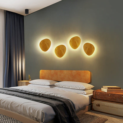 Minimalist Round Irregular Oval Wood LED Wall Sconce Lamp