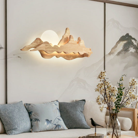 Deco Mountain Shaped Wood Acrylic LED Wall Sconce Lamp
