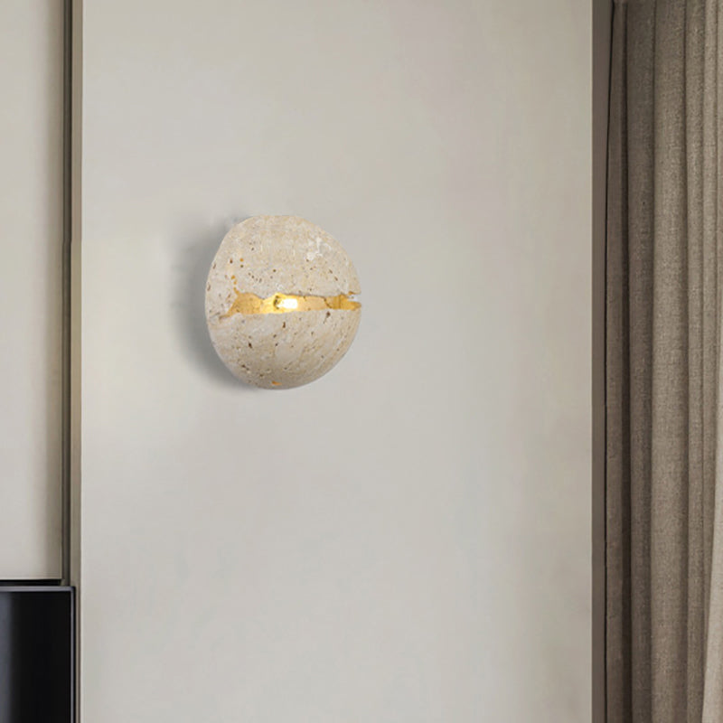 Japanese Travertine Semicircle 1-Light Wall Sconce Lamp