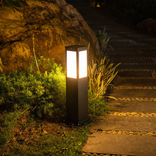Modern Solar Lawn Square Column Outdoor Waterproof Path Lamp