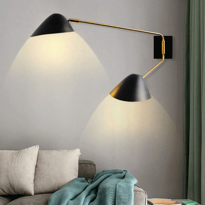 Light Iron Long Arm 1/2-Light Wall Sconce Lamp