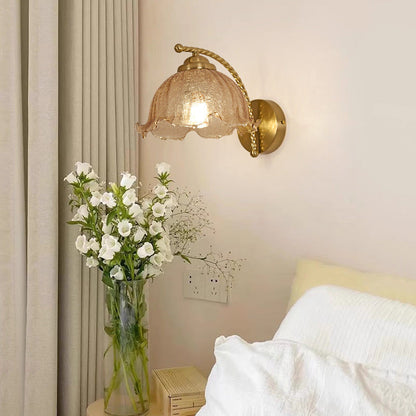 French Floral Hardware Glass 1-Light Wall Sconce Lamp