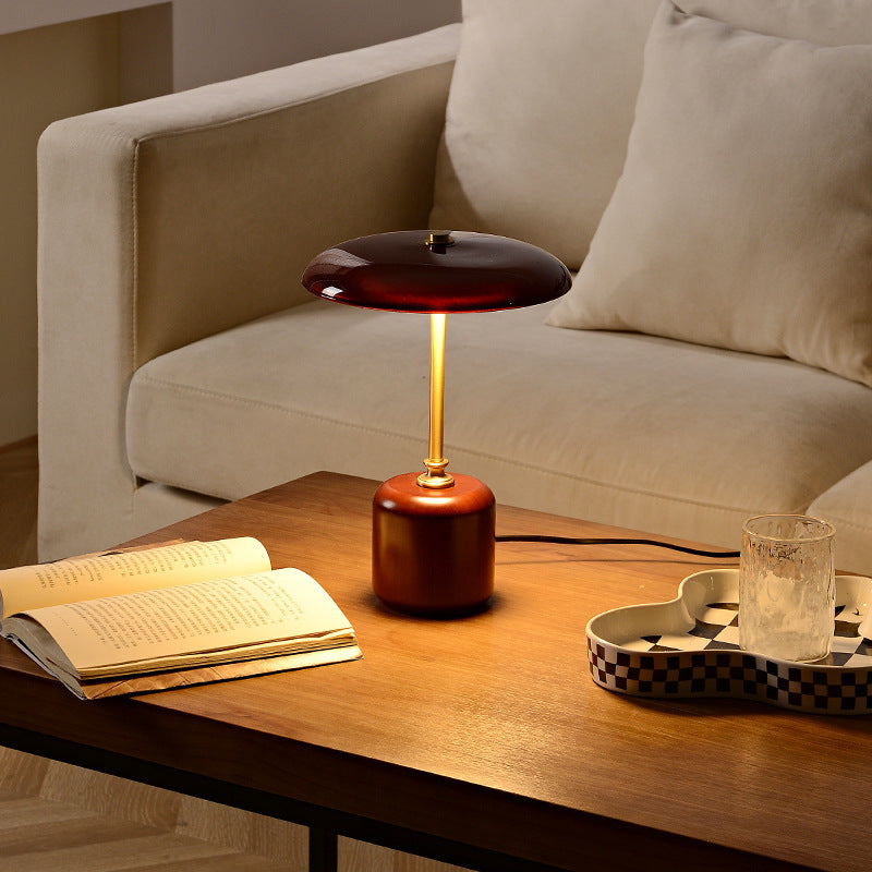 Contemporary Brass Wood Table Lamp