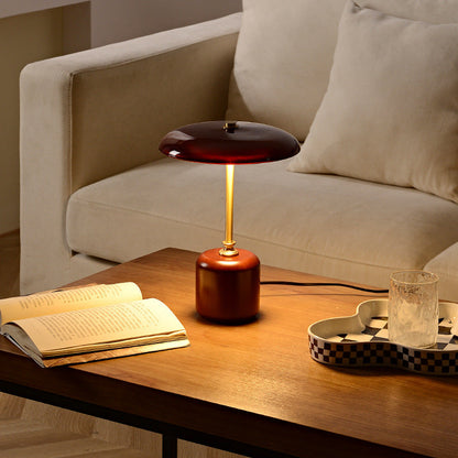 Contemporary Brass Wood Table Lamp
