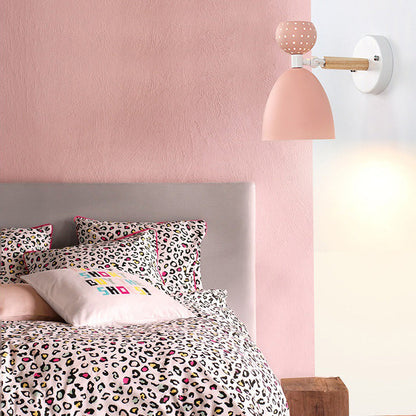Scandinavian Wood Iron Round 1-Light Wall Sconce Lamp
