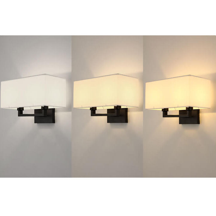Solid Rectangular Iron Fabric 1-Light Wall Sconce Lamp