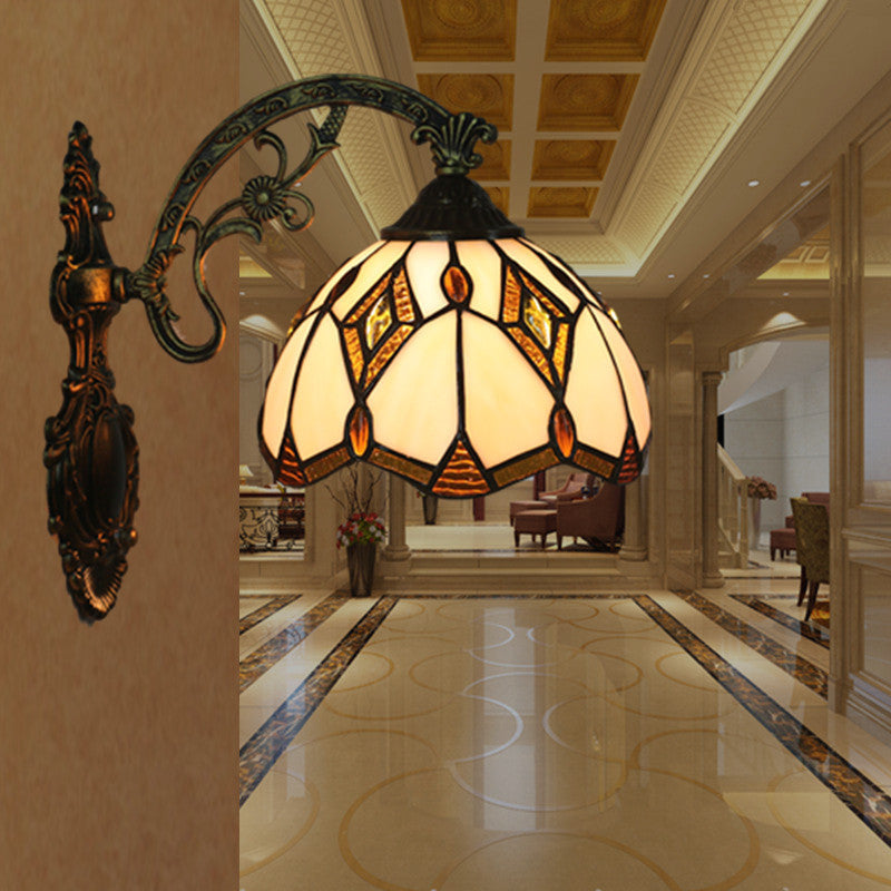 Tiffany Baroque Geometric Bowl 1-Light Wall Sconce Lamp