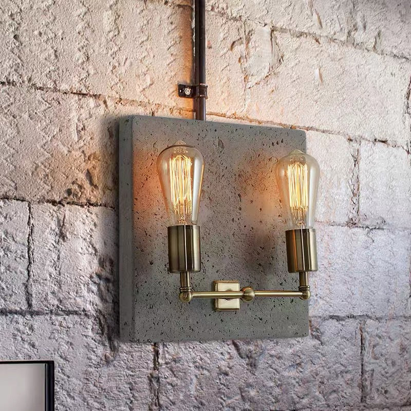 Scandinavian Iron Cement Plaster 2-Light Wall Sconce Lamp