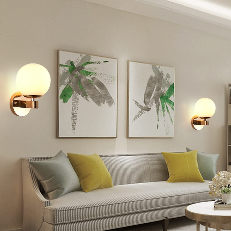Scandinavian Orb Shade Iron Base 1-Light Wall Sconce Lamp