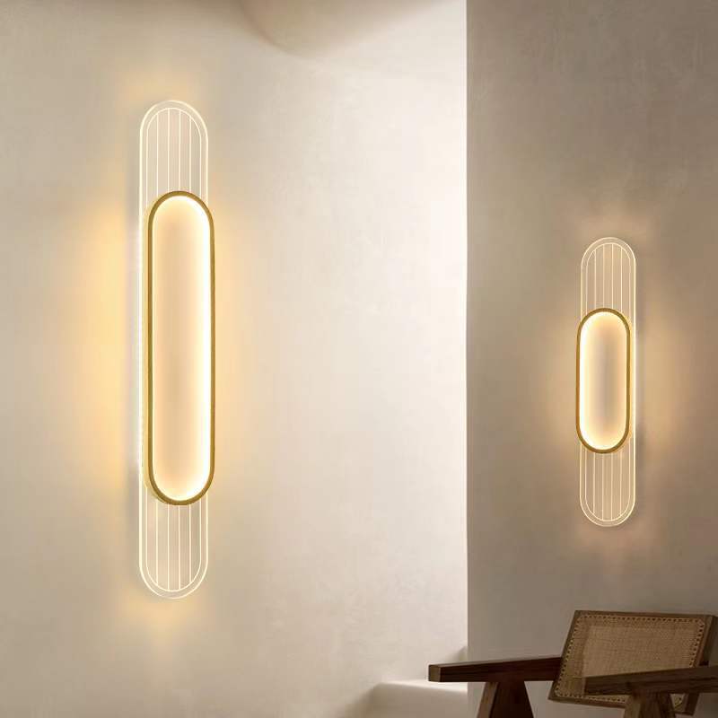 Nordic Iron Acrylic Strip Elliptical LED Wall Sconce Lamp
