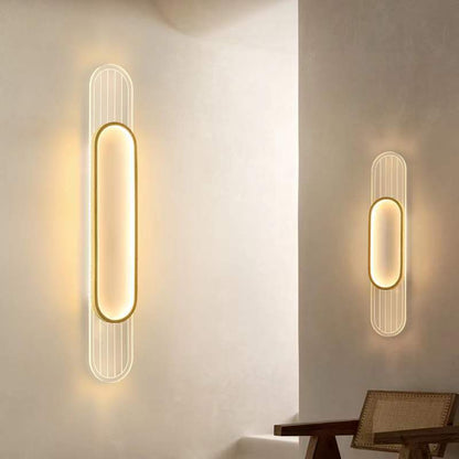 Nordic Iron Acrylic Strip Elliptical LED Wall Sconce Lamp