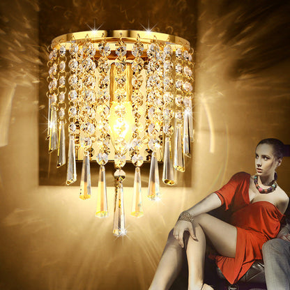 Half Beads Stainless Steel Crystal 1-Light Wall Sconce Lamp