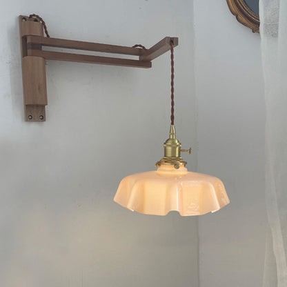 Eclectic Beam Pleated Glass Shade 1-Light Wall Sconce Lamp