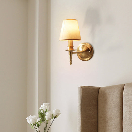 Traditional Fabric Shade Copper 1-Light Wall Sconce Lamp