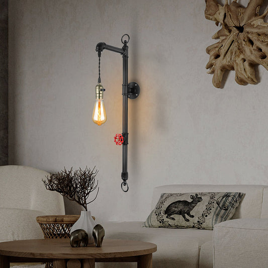 Steampunk Pipe Strip Iron 1-Light Wall Sconce Lamp
