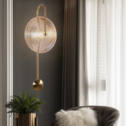 Nordic Round Ripple Iron Glass LED Wall Sconce Lamp