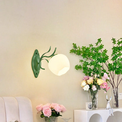 Nordic Floral Glass Round 1/2 Light Wall Sconce Lamp