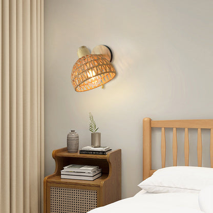 Farmhouse Weaving Hollow Out Dome 1-Light Wall Sconce Lamp