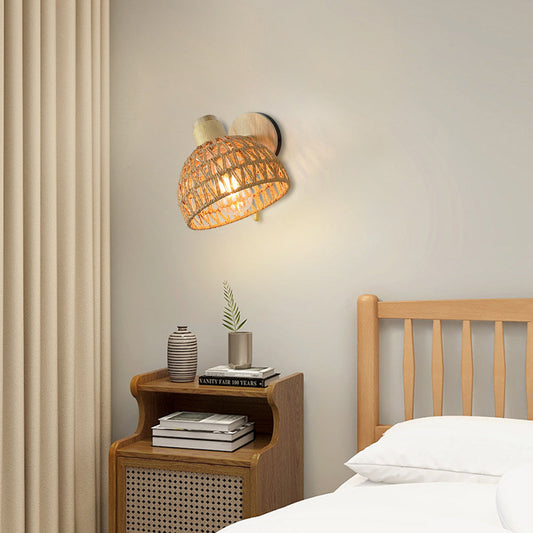 Farmhouse Weaving Hollow Out Dome 1-Light Wall Sconce Lamp