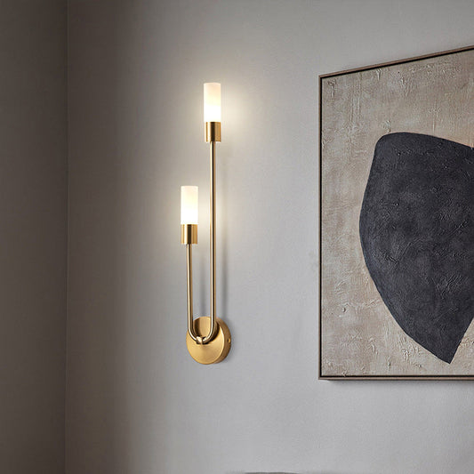 Cylindrical Iron Acrylic 2-Light Wall Sconce Lamp