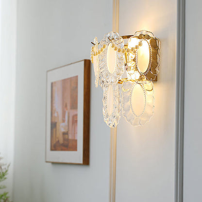 Gold Pearl Water Grain Glass Sheet 2-Light Wall Sconce Lamp