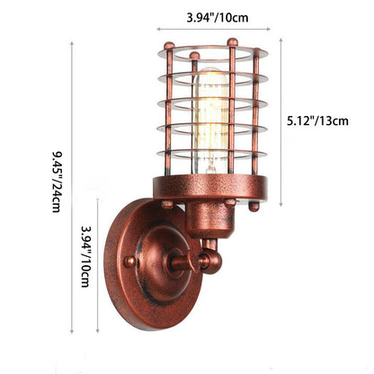 Farmhouse Wrought Iron Wire Cage 1-Light Wall Sconce Lamp