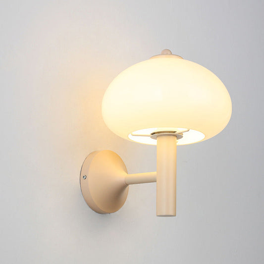 Simplicity Glass Mushroom Round 1-Light Wall Sconce Lamp