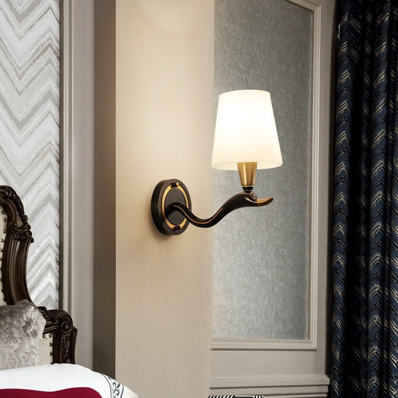 Copper Glass Swan Neck Glass 1/2 Light Wall Sconce Lamp