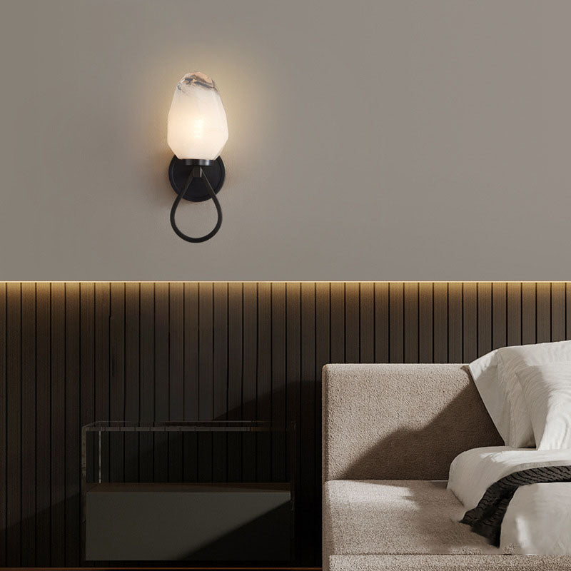 Brass Geometrical Glass Shade 1-Light Wall Sconce Lamp