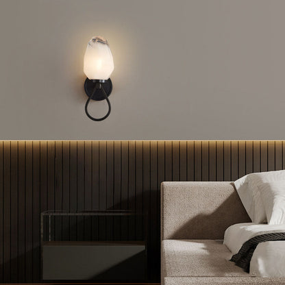 Brass Geometrical Glass Shade 1-Light Wall Sconce Lamp